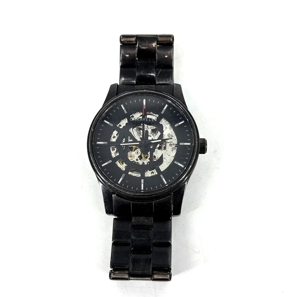 Caravelle New York By Bulova Men's‎ Automatic Gun Metal Watch 45A121 AS-IS